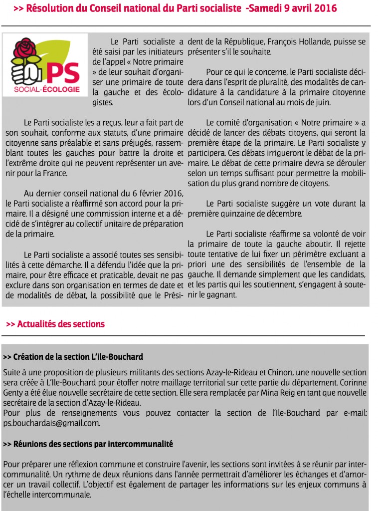 Newsletter fede avril 2016-2