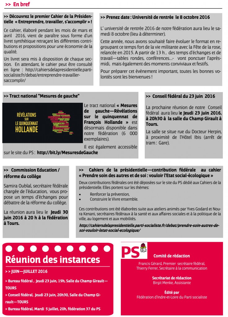 Newsletter fede juin 2016-2