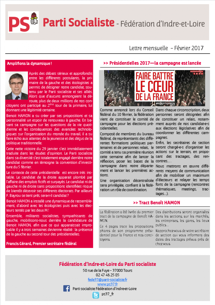 Newsletter fédé février 2017