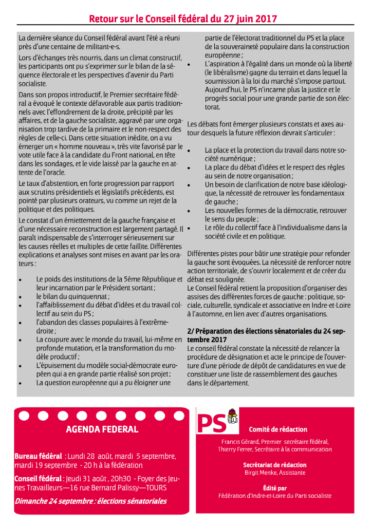 Newsletter fédé Juillet 2017.pub2