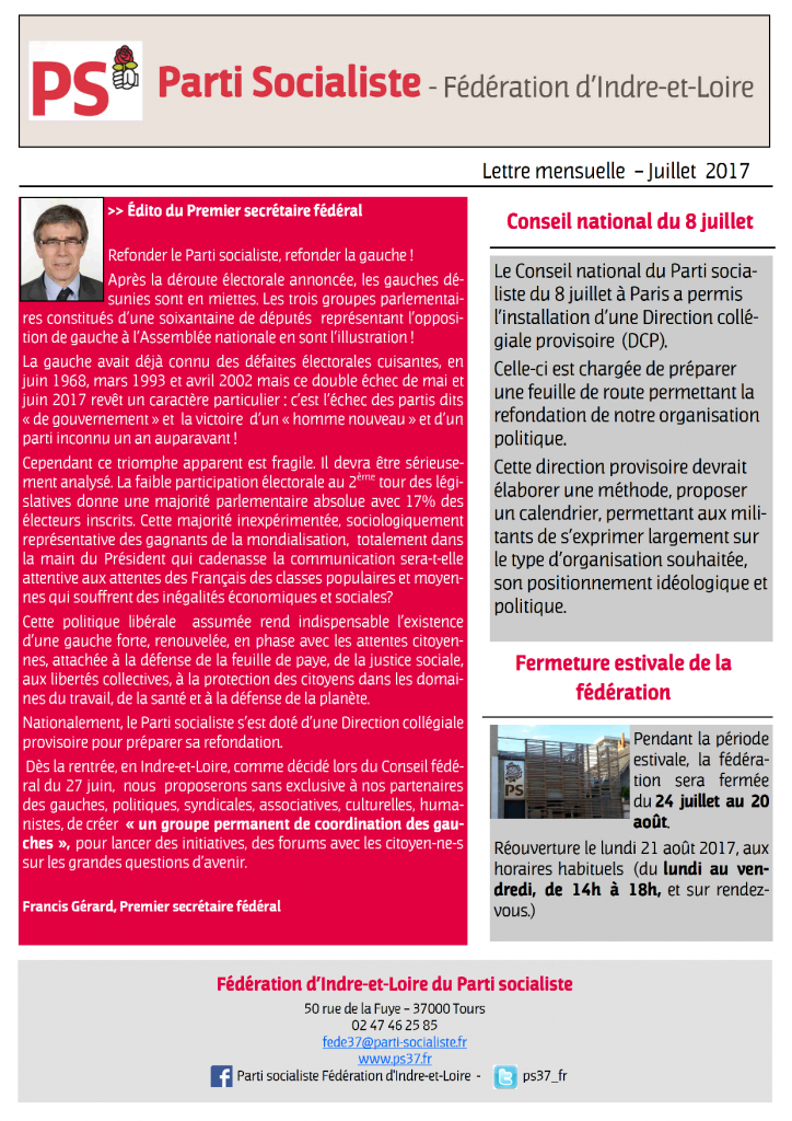 Newsletter fédé Juillet 2017.pub