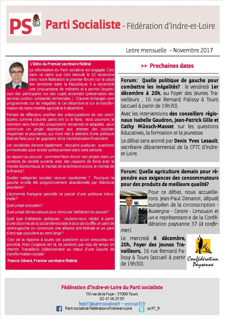 Newsletter fédé Novembre 2017- 1