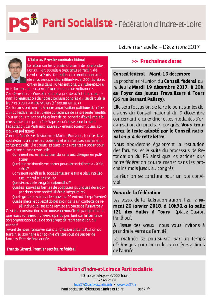 Newsletter fédé Décembre 2017 p 1