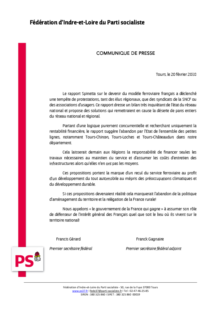 Communiqué de presse 20_02_2018_Rapport_Spinetta_SNCF